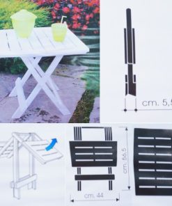 Tavolino plastica bianca pieghevole cm44x44x h 56,5