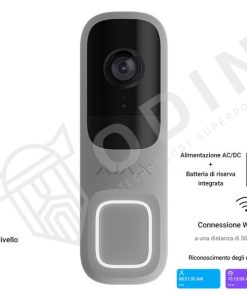AJAX 66393 Doorbell videocitofono con IA integrata, sensore PIR e controllo tramite App colore grey