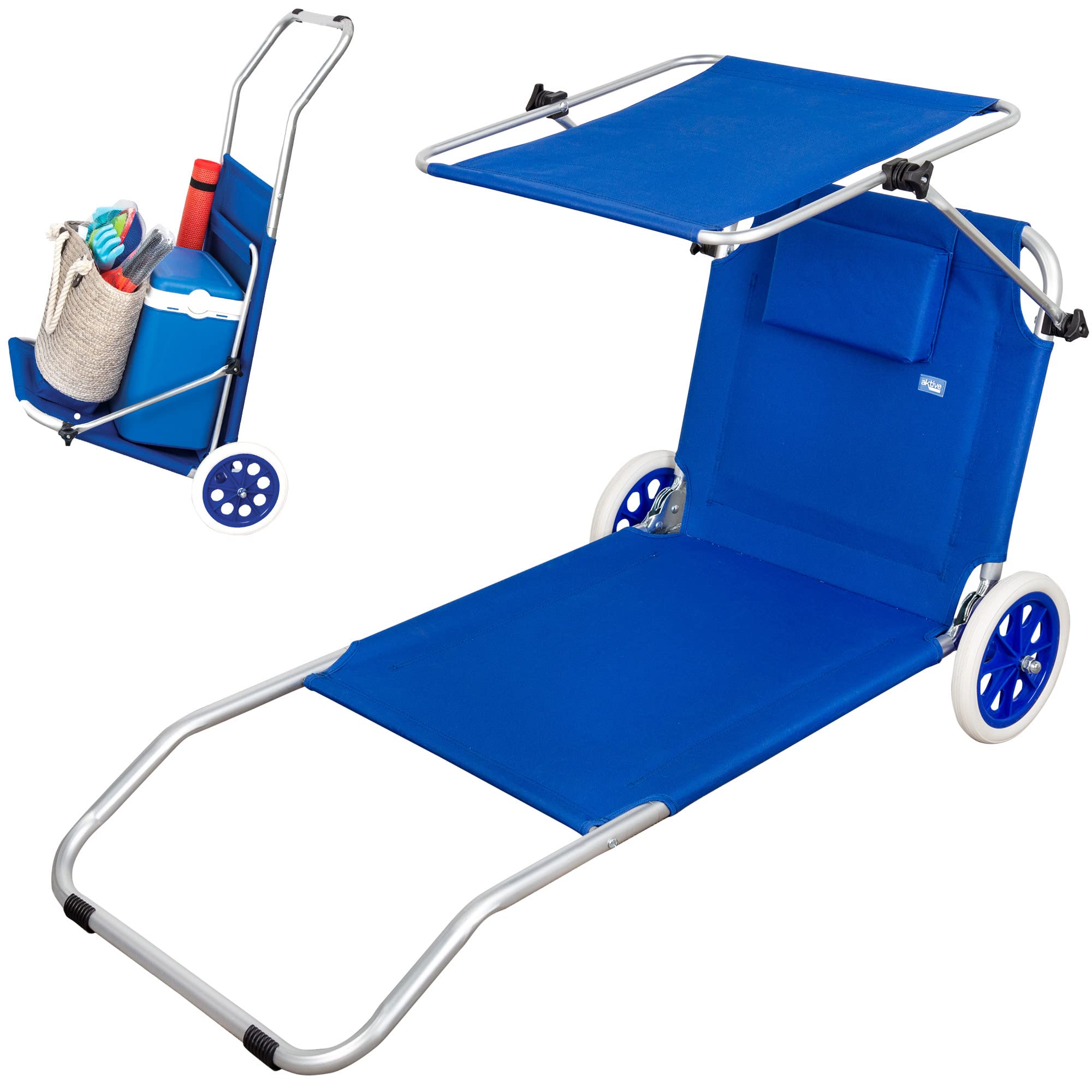 Sedia carrello da spiaggia TROLLEY in poliestere e telaio in alluminio