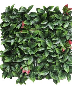 PAPILLON pannello siepe in foglie sintetiche col.verde e rosso di photonia  1mt x 1mt.