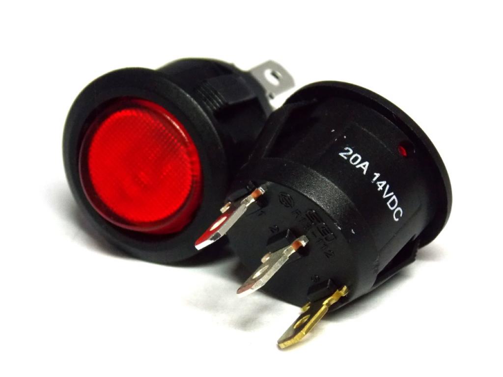 INTERR.TONDO LUMINOSO ROSSO BASCULANTE 12V – Confezione da 5 PZ