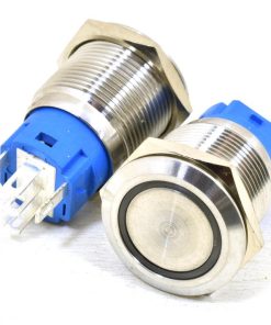 INTERRUTTORE LED 12V BLU ANTIVANDALO D.19MM COMPLETO DI CONNETTORE CABLATO – Confezione da 2 PZ